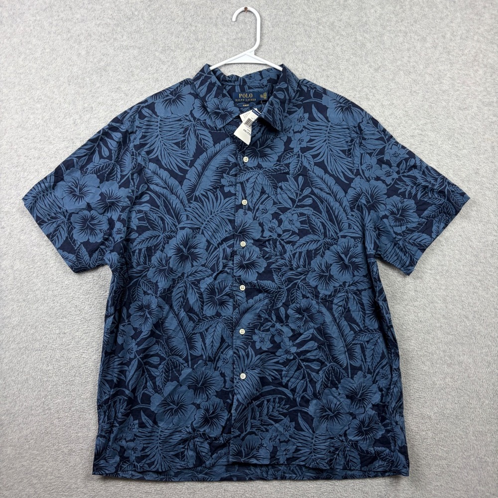 Polo Ralph Lauren Shirt Mens XXL Slim Floral Short Sleeve Cotton Button Up NWT